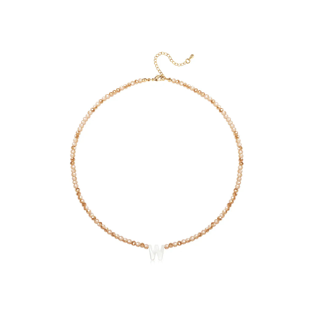 Pendant Necklaces for Women Initial Choker Necklace Beaded Shell Letter Bracelet Trendy Tiny A-Z Simple Jewelry