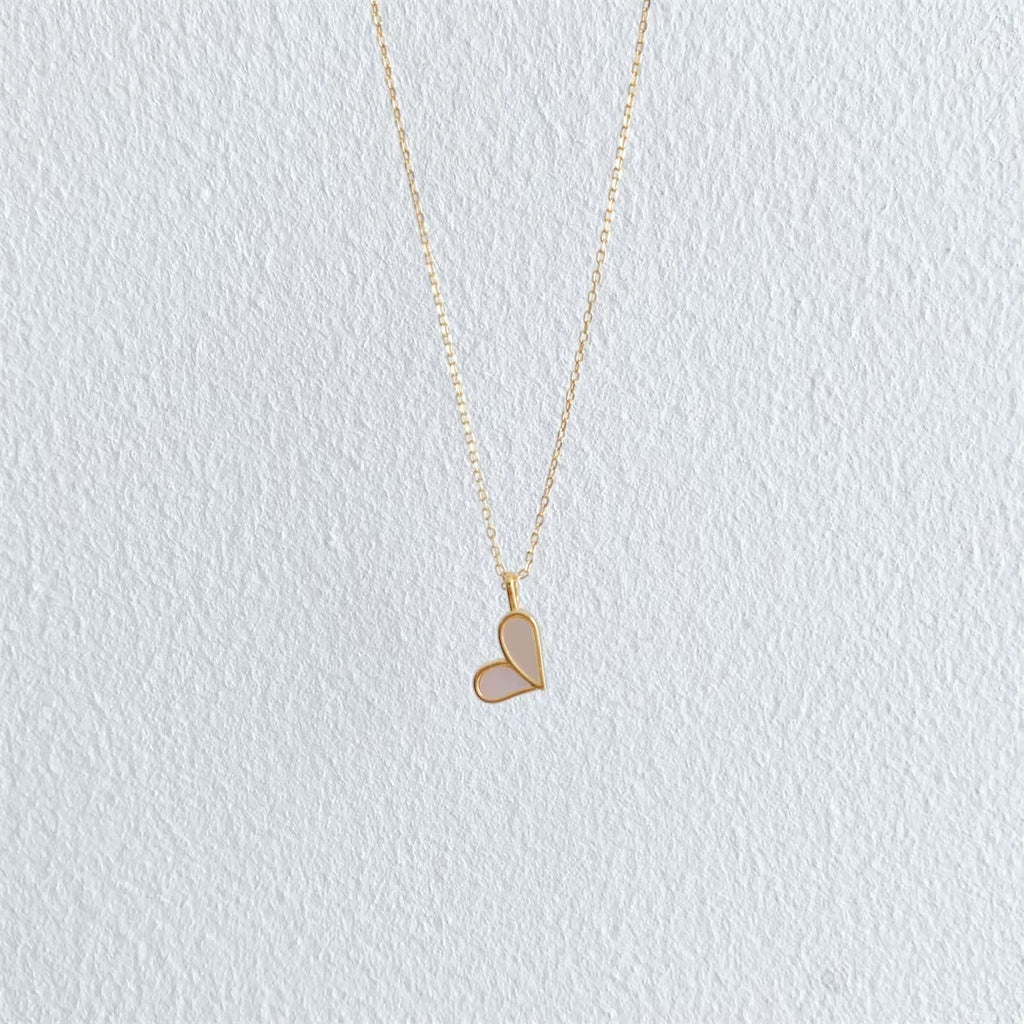 Fashion Jewelry 925 Sterling Silver Heart White Shell Pendant Necklaces 18K Gold Plated Clavicle Chain Necklaces for Women