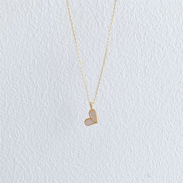 Fashion Jewelry 925 Sterling Silver Heart White Shell Pendant Necklaces 18K Gold Plated Clavicle Chain Necklaces for Women