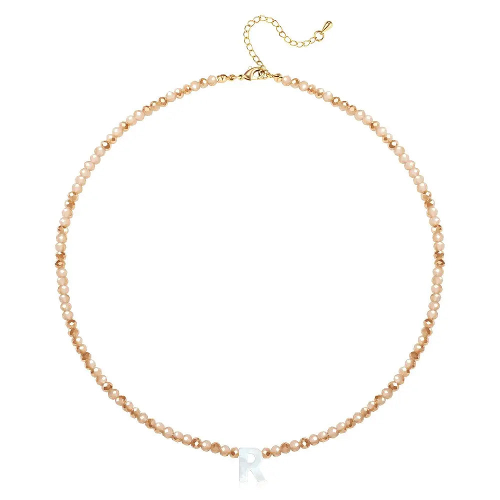 Pendant Necklaces for Women Initial Choker Necklace Beaded Shell Letter Bracelet Trendy Tiny A-Z Simple Jewelry