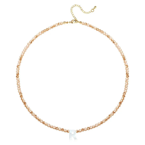 Pendant Necklaces for Women Initial Choker Necklace Beaded Shell Letter Bracelet Trendy Tiny A-Z Simple Jewelry