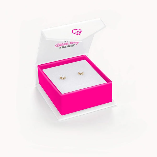 14K Yellow Gold Flower Cultured Pearl Kids Earrings