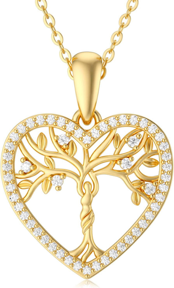 14K Gold Mother and Daughter/Son Necklaces Tree of Life Family Tree Pendant Necklaces 16''-18''