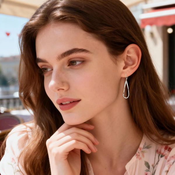 Silver Teardrop Leverback Earrings for Women Trendy Waterdrop Drop Twisted Dangle Earrings Jewelry 14K Gold Plated Hypoallergenic Boho Leverback Dangle Earring