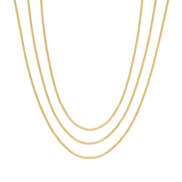 PAVOI 14K Gold Plated Layered Triple Chain Necklaces for Women - Fine Charm Jewelry - 0.55Mm 0.65Mm 0.7Mm Thick Trendy Necklace