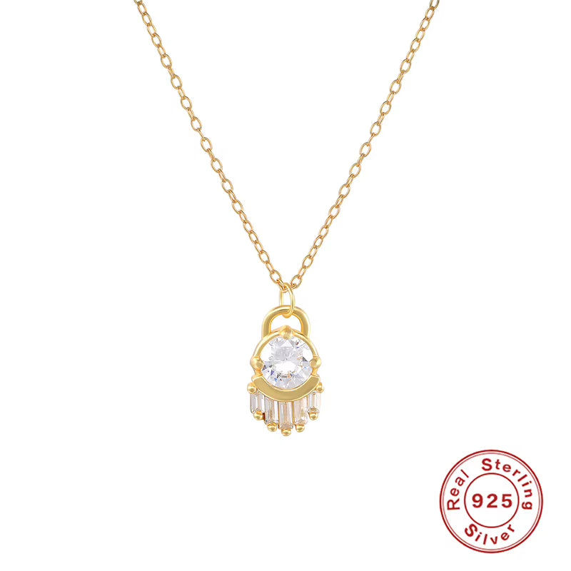 Fashion Pendant Necklaces 925 Sterling Silver Diamond Necklace Hand Shape Zircon Gold Plated Necklaces for Women