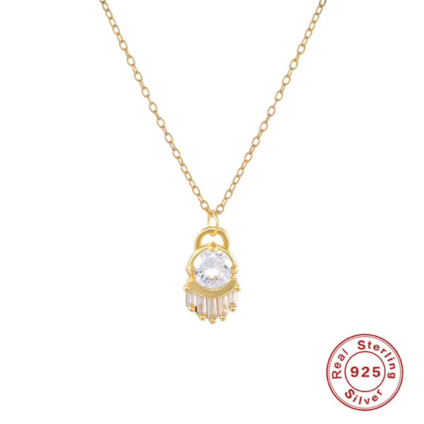 Fashion Pendant Necklaces 925 Sterling Silver Diamond Necklace Hand Shape Zircon Gold Plated Necklaces for Women
