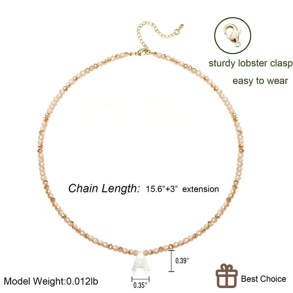 Pendant Necklaces for Women Initial Choker Necklace Beaded Shell Letter Bracelet Trendy Tiny A-Z Simple Jewelry