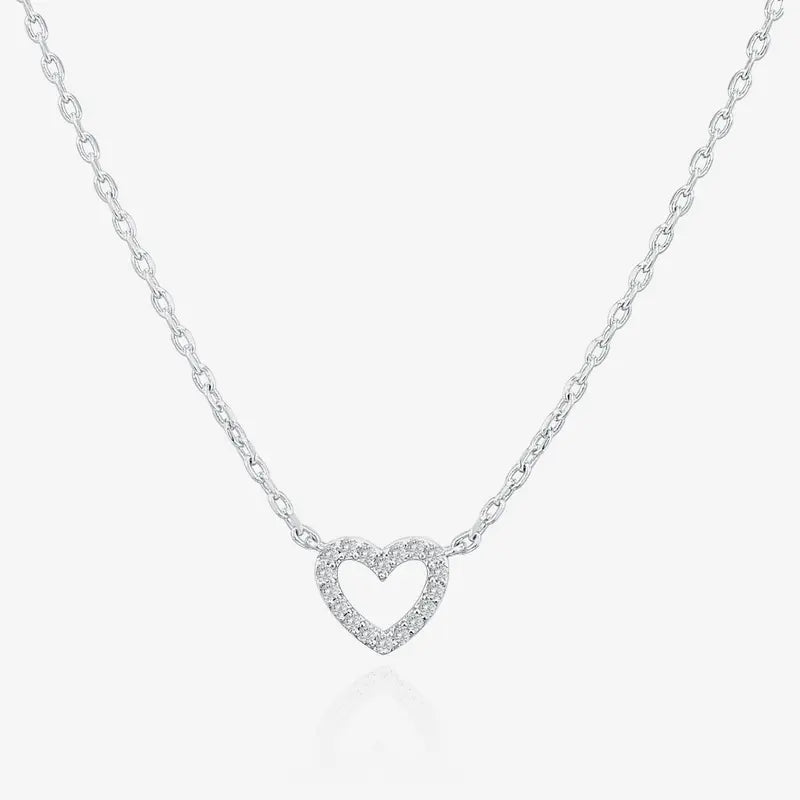 PAVOI Cubic Zirconia Heart Necklace - 14K Gold Plated Cute Dainty Love Pendant Necklaces for Women - Choker Heart Pendant Necklace Jewelry Gifts