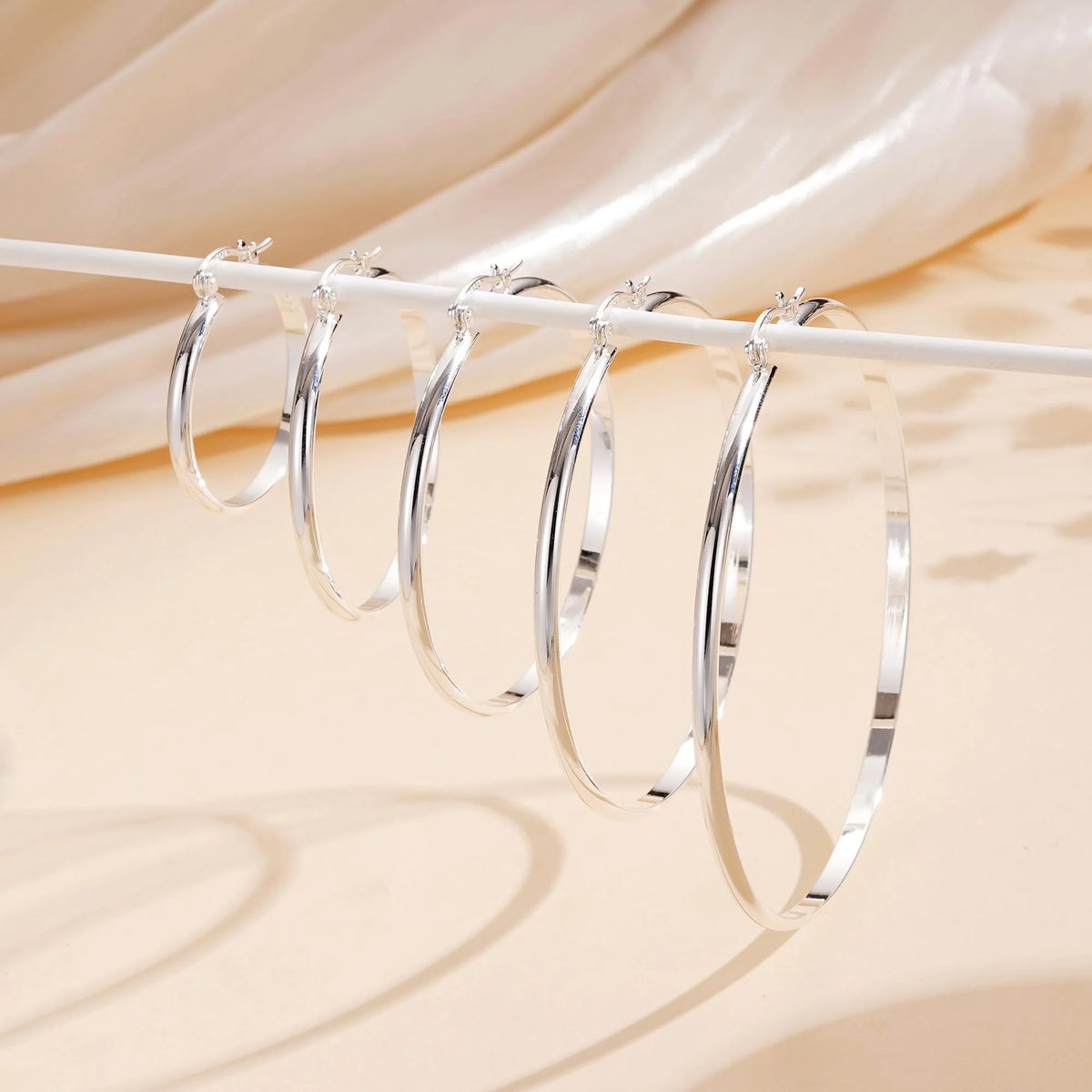 18K White Gold Plated Hoop Earrings for Women Big Chunky S925 Sterling Silver Post Hypoallergenic Earrings Birthday Graduation Jewelry Gifts Teen Her Mom Girlfriend Wife Adults Ideas 50Mm