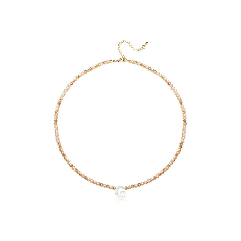 Pendant Necklaces for Women Initial Choker Necklace Beaded Shell Letter Bracelet Trendy Tiny A-Z Simple Jewelry