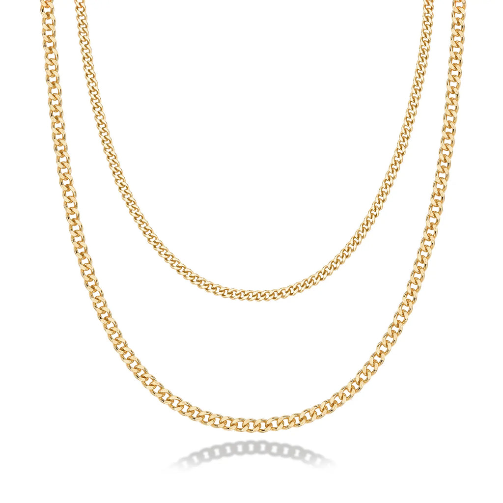 PAVOI 14K Gold Plated Layered Triple Chain Necklaces for Women - Fine Charm Jewelry - 0.55Mm 0.65Mm 0.7Mm Thick Trendy Necklace