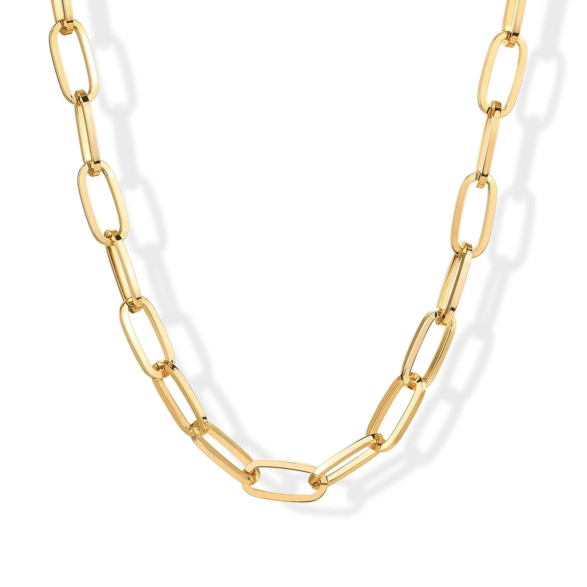 PAVOI 14K Gold Plated Chunky Chain Choker Necklaces for Women - Gold Statement Graduated Link Chain Necklace - Bold Oval Link Barbell Links Paperclip Chains
