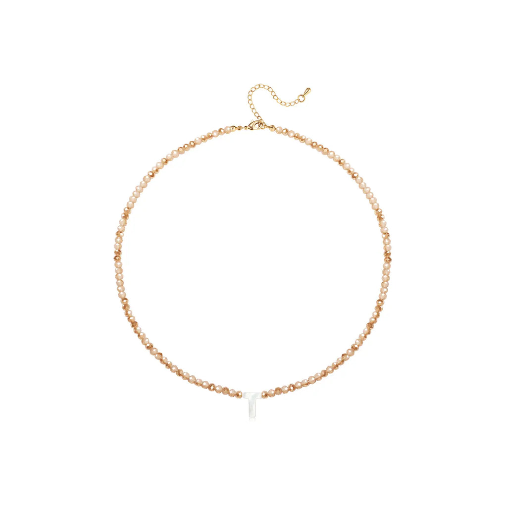 Pendant Necklaces for Women Initial Choker Necklace Beaded Shell Letter Bracelet Trendy Tiny A-Z Simple Jewelry