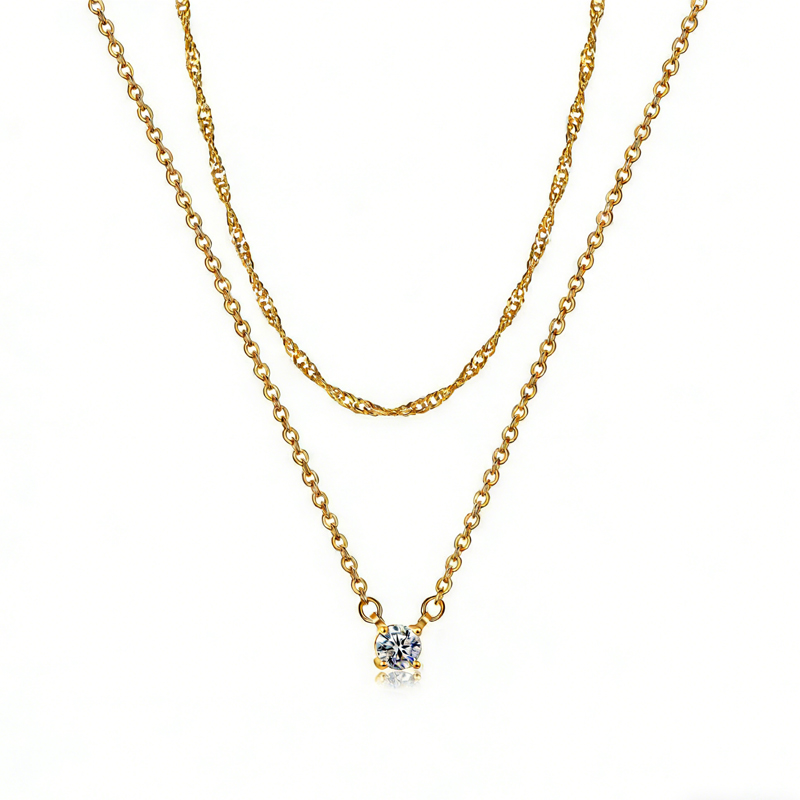 14K Gold Solitaire Pendant Necklaces Main image