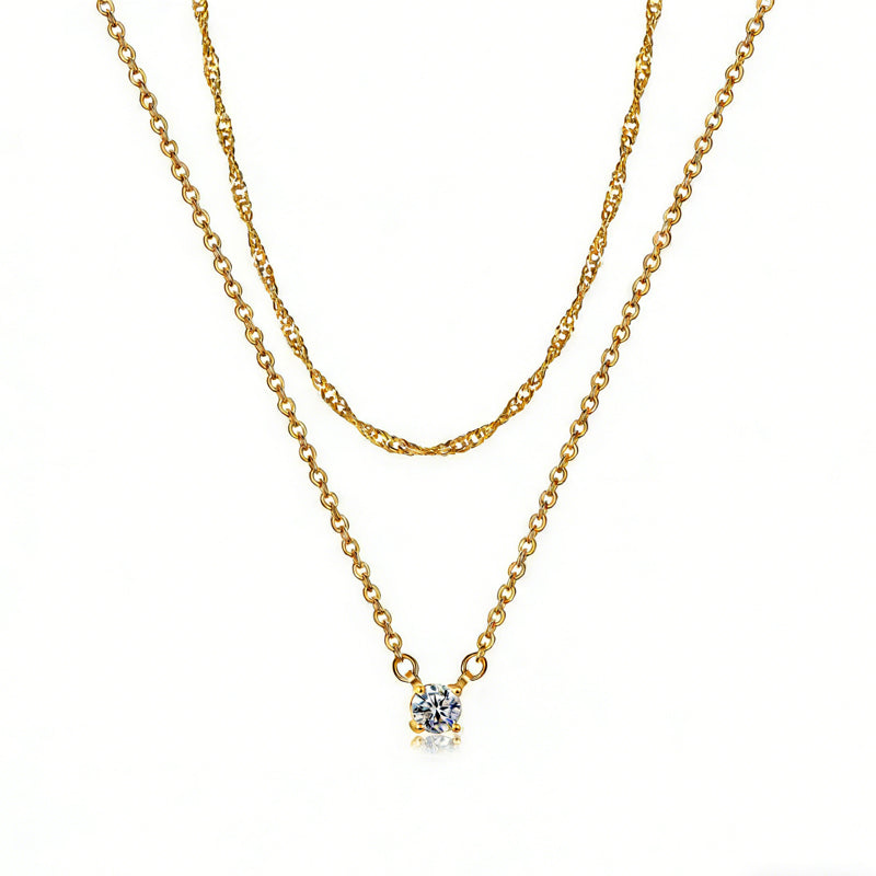 14K Gold Solitaire Pendant Necklaces
