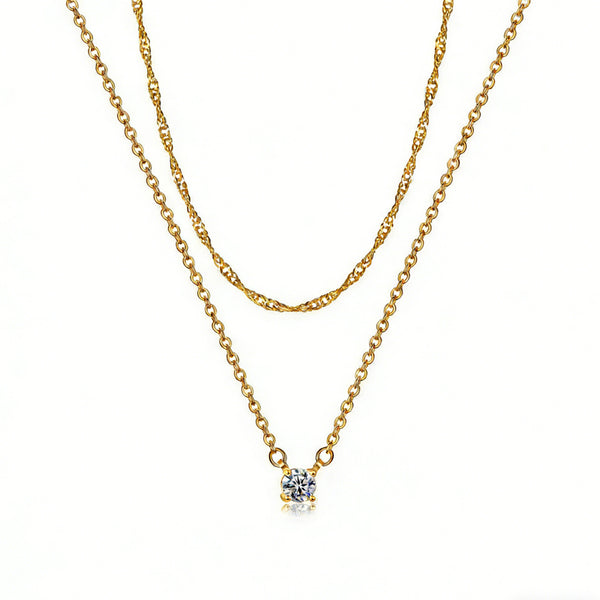 14K Gold Solitaire Pendant Necklaces