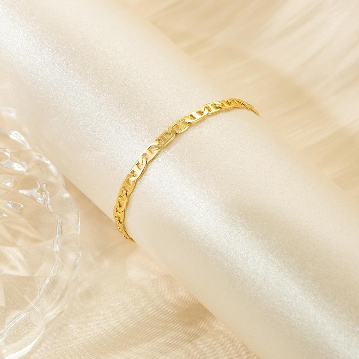 Ankle Bracelets 14K Gold Ankle Bracelets for Women 3.6Mm 9-11”