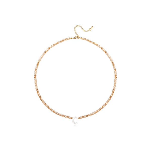 Pendant Necklaces for Women Initial Choker Necklace Beaded Shell Letter Bracelet Trendy Tiny A-Z Simple Jewelry