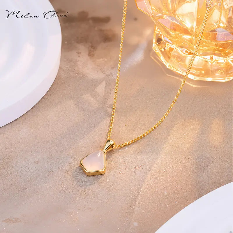 Milan Chiva Women'S 14K Gold Necklace - Dainty Cubic Zirconia Fashion Pendant Chain Jewelry for Wedding, Girl, Birthday, Adults