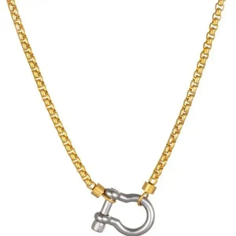 Dual-Color Layered Gold Steel Chunky Chain Necklace - Unisex Gold Aesthetic Chain Jewelry Necklaces, Waterproof, Non-Tarnish, Oxidation and Color Fading Resistant, Chunky Clasp, Daily Wear Costume Jewelry, Chunky Gold Tone Necklaces,Sohochic