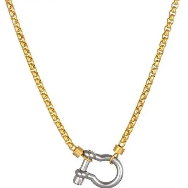 Dual-Color Layered Gold Steel Chunky Chain Necklace - Unisex Gold Aesthetic Chain Jewelry Necklaces, Waterproof, Non-Tarnish, Oxidation and Color Fading Resistant, Chunky Clasp, Daily Wear Costume Jewelry, Chunky Gold Tone Necklaces,Sohochic