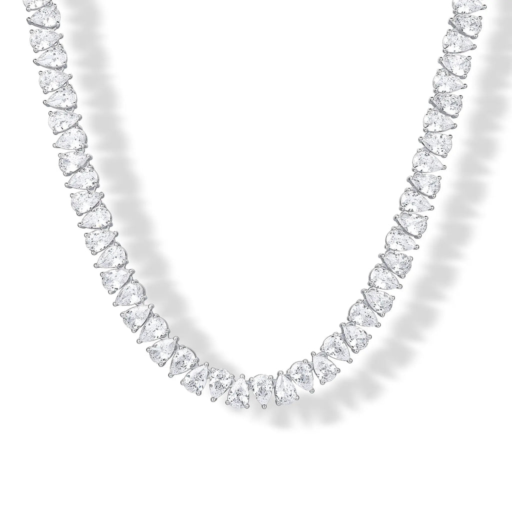 PAVOI 14K Gold Plated Pear Cubic Zirconia Tennis Necklace for Women – Tennis Chain Necklaces – Sizes 15" and 18"