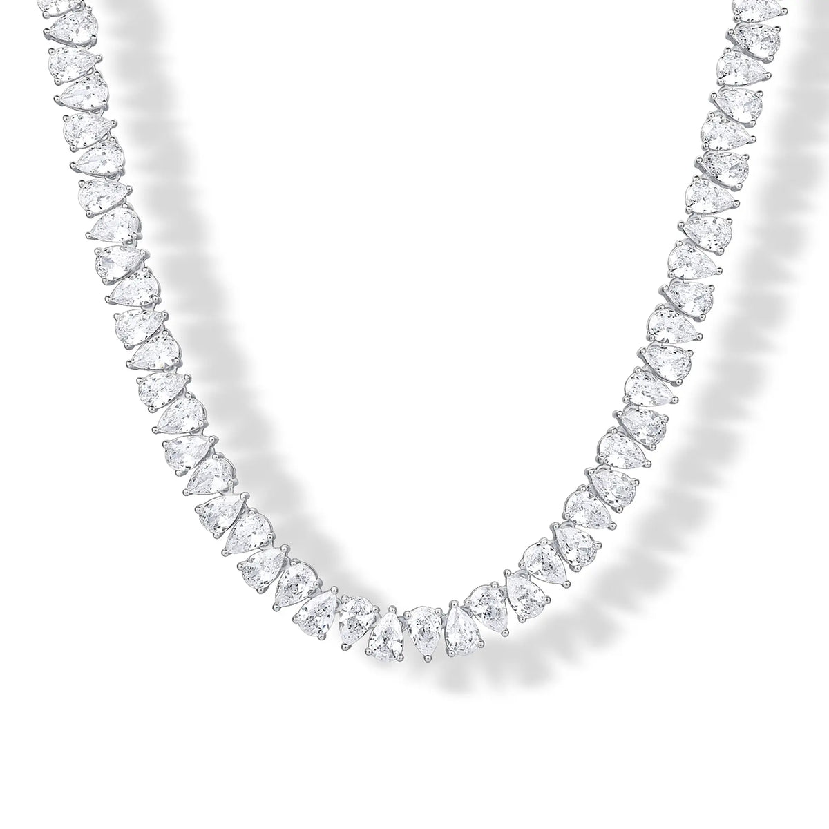 PAVOI 14K Gold Plated Pear Cubic Zirconia Tennis Necklace for Women – Tennis Chain Necklaces – Sizes 15" and 18"