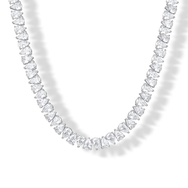 PAVOI 14K Gold Plated Pear Cubic Zirconia Tennis Necklace for Women – Tennis Chain Necklaces – Sizes 15" and 18"