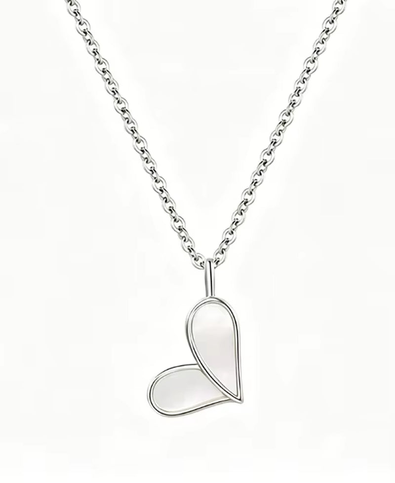Fashion Jewelry 925 Sterling Silver Heart White Shell Pendant Necklaces 18K Gold Plated Clavicle Chain Necklaces for Women
