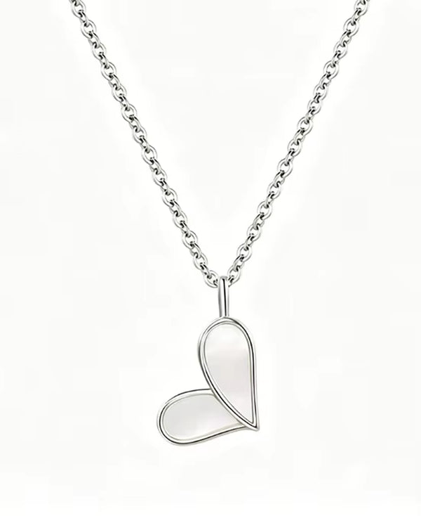 Fashion Jewelry 925 Sterling Silver Heart White Shell Pendant Necklaces 18K Gold Plated Clavicle Chain Necklaces for Women