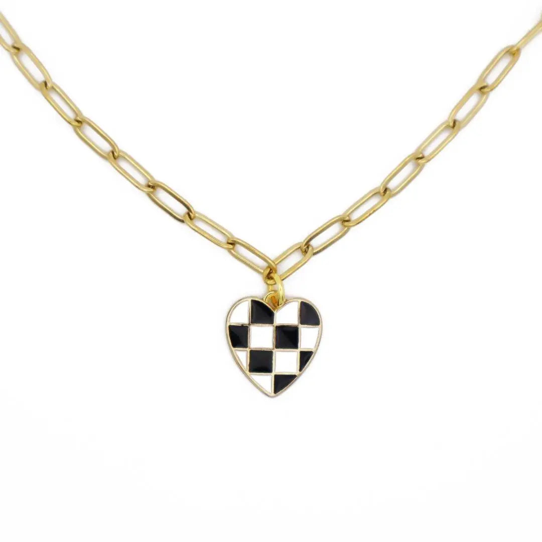 Checkered Heart Necklace