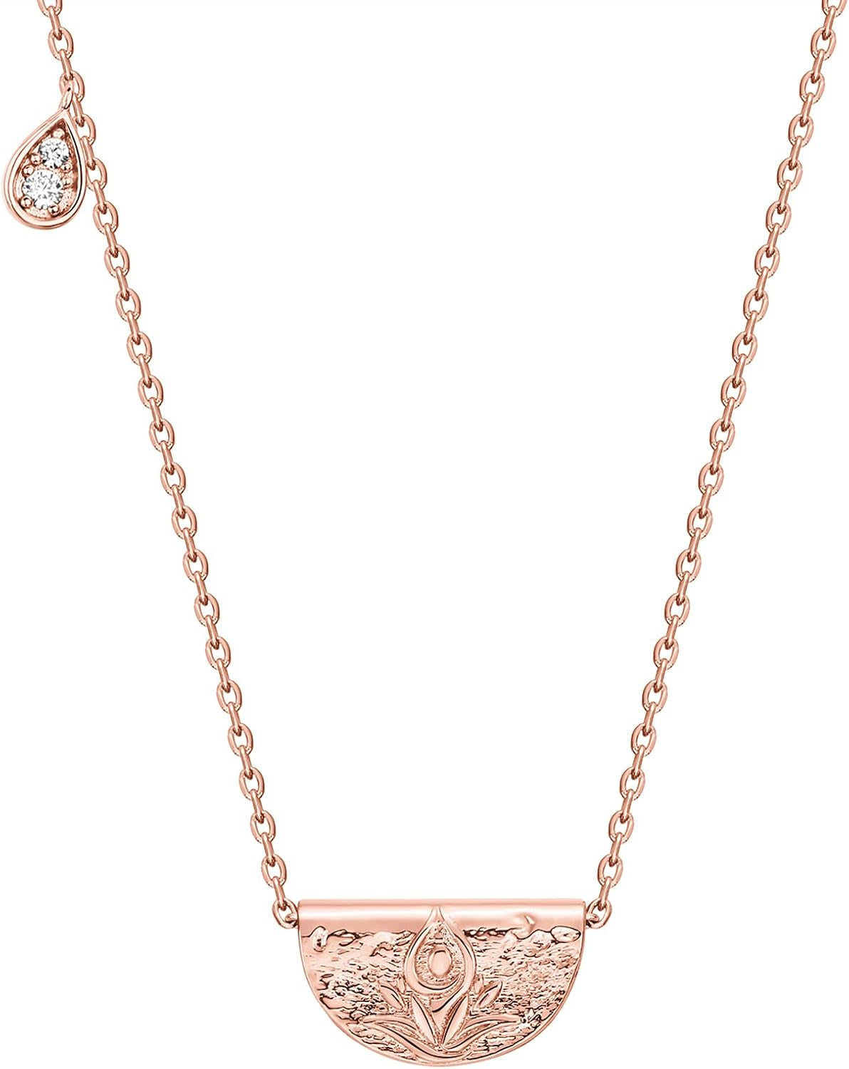 14K Gold Plated Engraved Coin Pendant Necklaces for Women