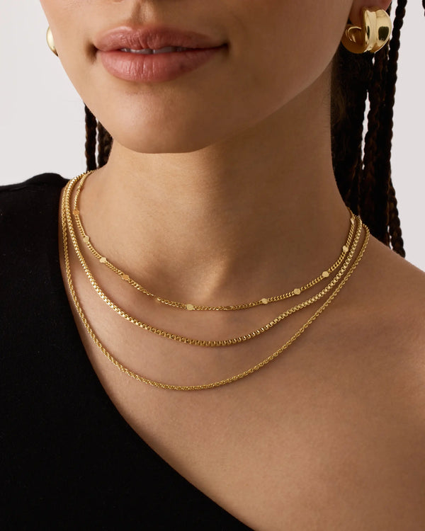 PAVOI 14K Gold Plated Layered Triple Chain Necklaces for Women - Fine Charm Jewelry - 0.55Mm 0.65Mm 0.7Mm Thick Trendy Necklace