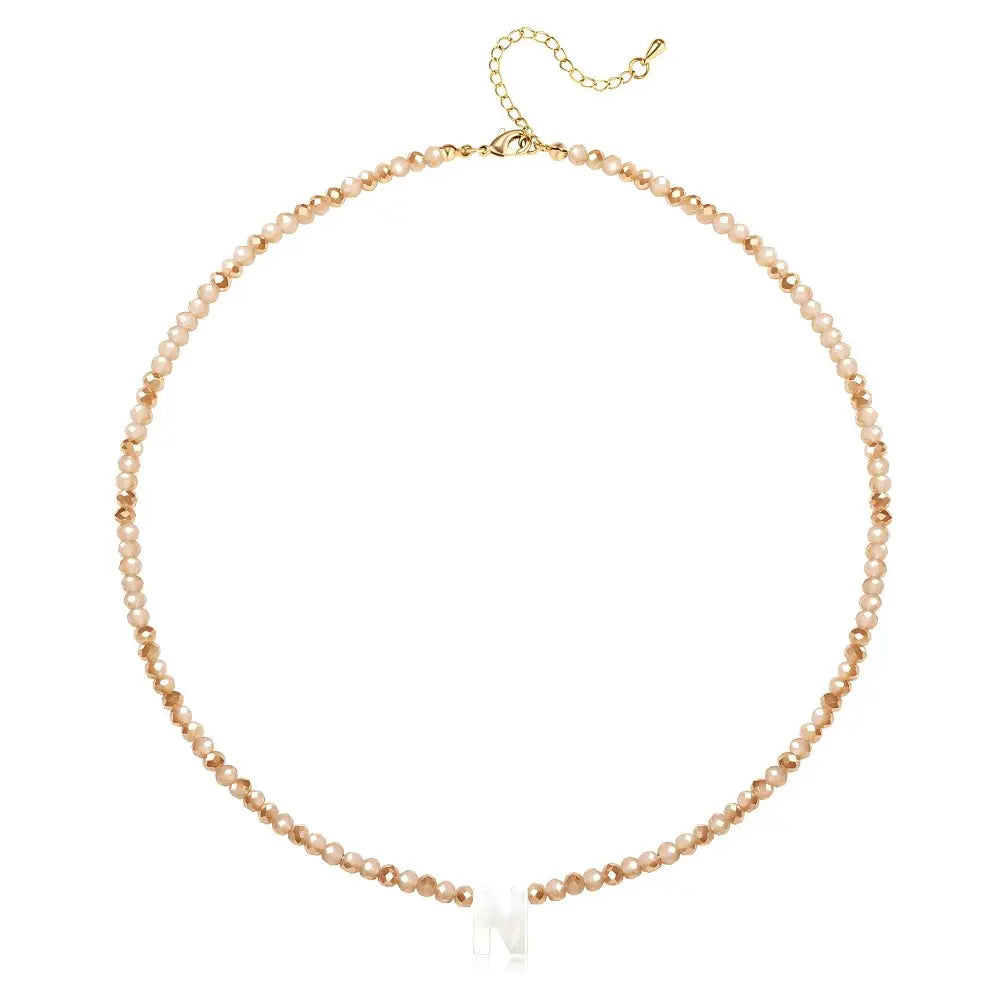 Pendant Necklaces for Women Initial Choker Necklace Beaded Shell Letter Bracelet Trendy Tiny A-Z Simple Jewelry