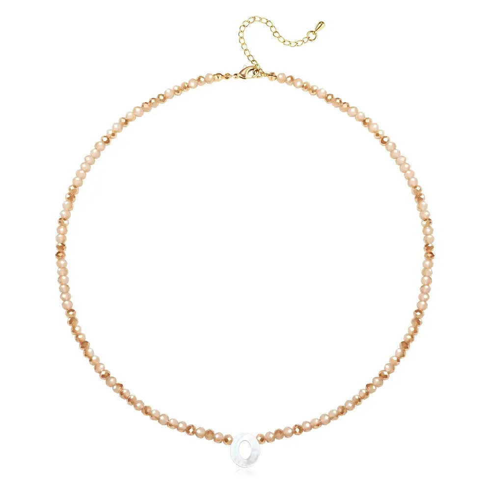 Pendant Necklaces for Women Initial Choker Necklace Beaded Shell Letter Bracelet Trendy Tiny A-Z Simple Jewelry