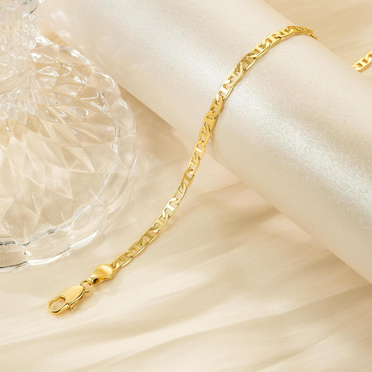 Ankle Bracelets 14K Gold Ankle Bracelets for Women 3.6Mm 9-11”