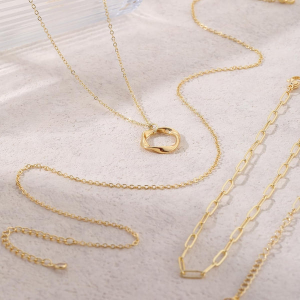 Gold Necklace for Women 14K Gold Chain Necklaces Dainty Layered Necklaces Simple Stackable Pendant Necklaces Herringbone Cuban Paperclip Chain Gold Choker Necklaces Gold Jewelry for Women