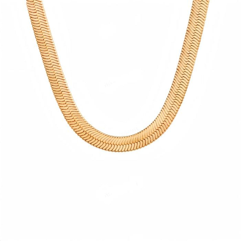 Tewiky 14K Gold Plated Necklaces, North Star Curb Chain Pendant / Herringbone Flat Choker, Stackable Daily Jewelry for Back to School Gift