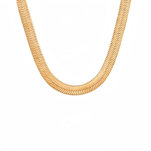 Tewiky 14K Gold Plated Necklaces, North Star Curb Chain Pendant / Herringbone Flat Choker, Stackable Daily Jewelry for Back to School Gift
