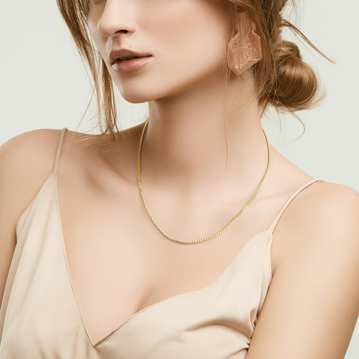 14K Gold Necklace for Women Gold Box Chain Necklace for Women
