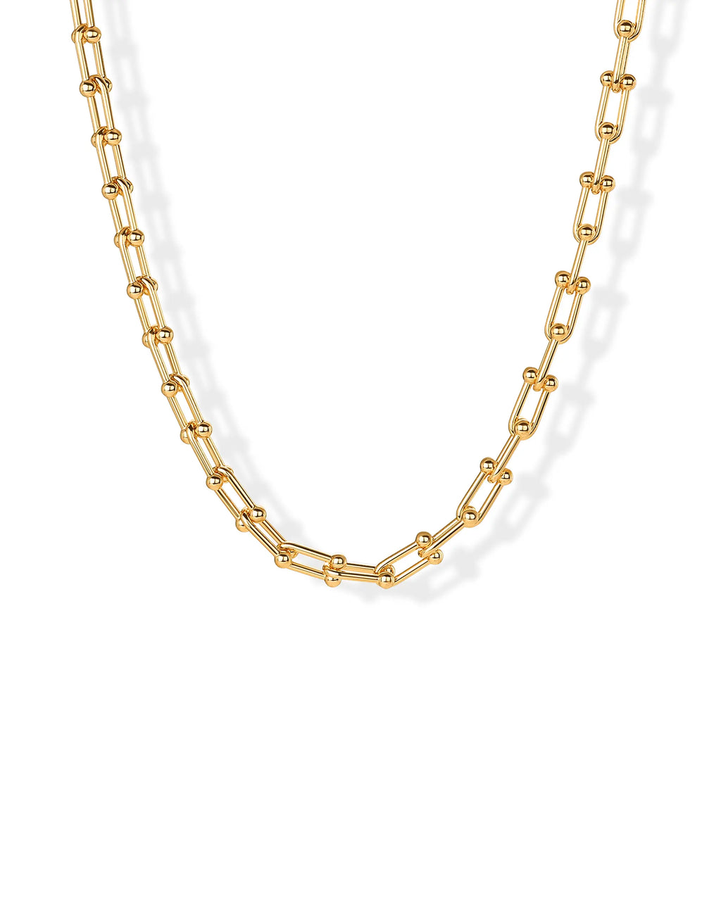 PAVOI 14K Gold Plated Chunky Chain Choker Necklaces for Women - Gold Statement Graduated Link Chain Necklace - Bold Oval Link Barbell Links Paperclip Chains