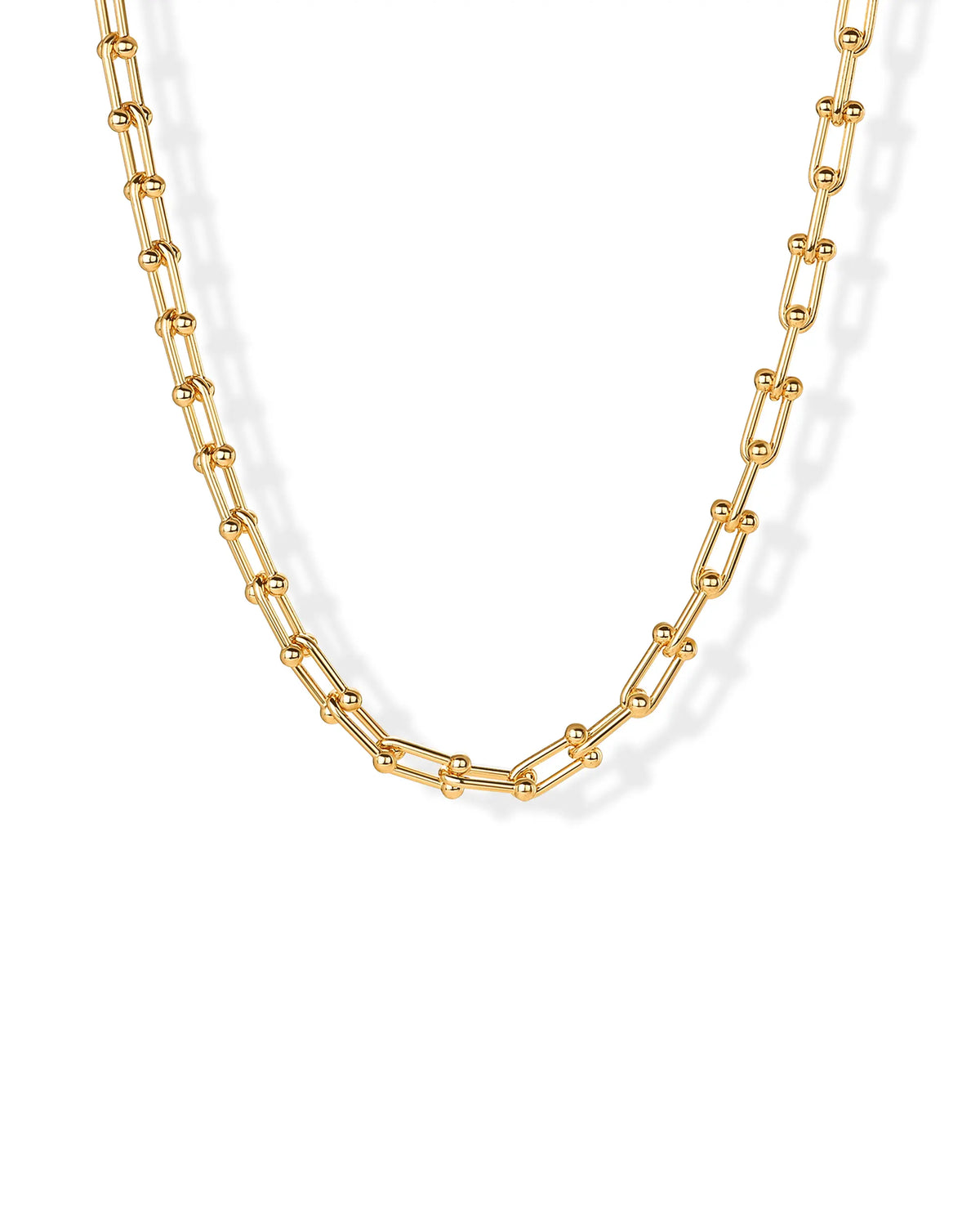 PAVOI 14K Gold Plated Chunky Chain Choker Necklaces for Women - Gold Statement Graduated Link Chain Necklace - Bold Oval Link Barbell Links Paperclip Chains