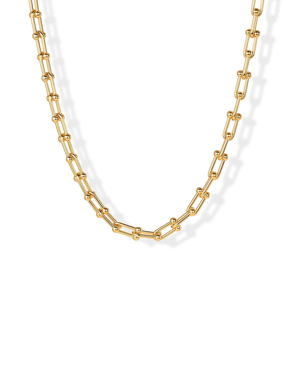 PAVOI 14K Gold Plated Chunky Chain Choker Necklaces for Women - Gold Statement Graduated Link Chain Necklace - Bold Oval Link Barbell Links Paperclip Chains
