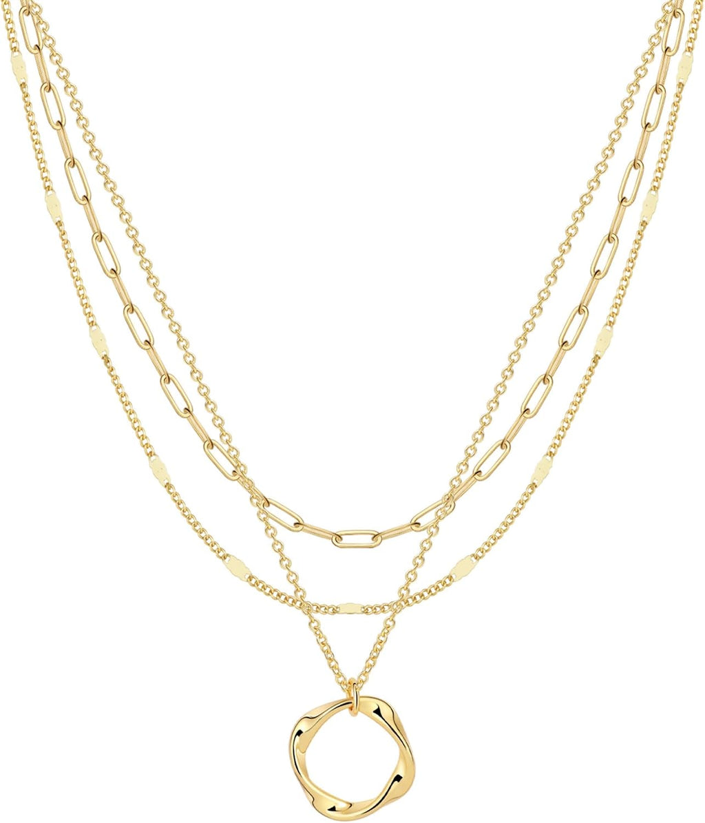 Gold Necklace for Women 14K Gold Chain Necklaces Dainty Layered Necklaces Simple Stackable Pendant Necklaces Herringbone Cuban Paperclip Chain Gold Choker Necklaces Gold Jewelry for Women