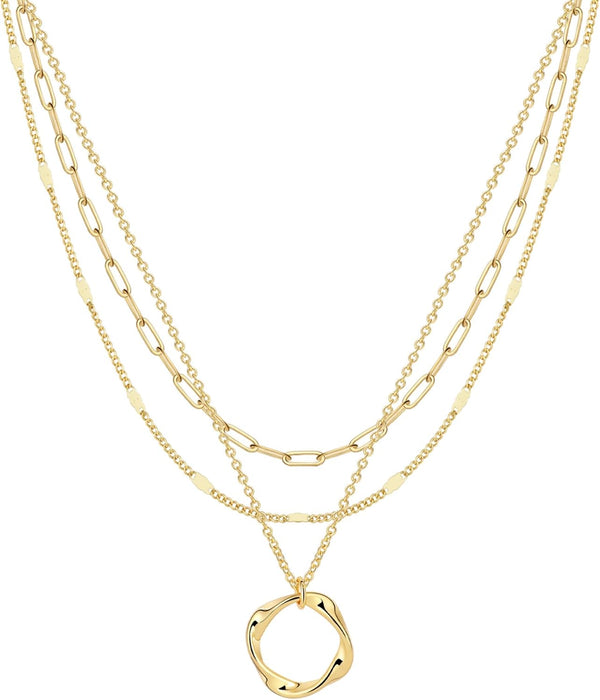 Gold Necklace for Women 14K Gold Chain Necklaces Dainty Layered Necklaces Simple Stackable Pendant Necklaces Herringbone Cuban Paperclip Chain Gold Choker Necklaces Gold Jewelry for Women