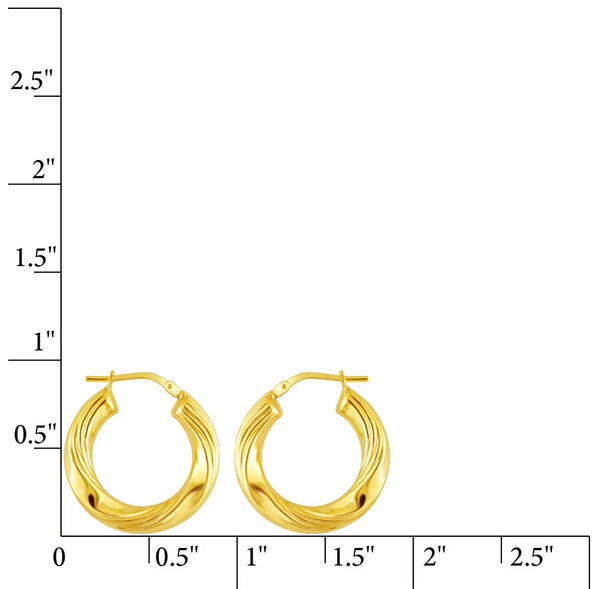 Women'S 14K Gold Plated Sterling Silver Twisted Ribbed Hoop Adults Earrings