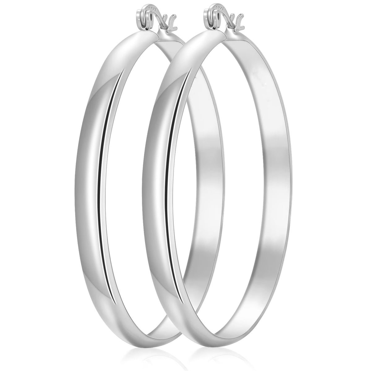 18K White Gold Plated Hoop Earrings for Women Big Chunky S925 Sterling Silver Post Hypoallergenic Earrings Birthday Graduation Jewelry Gifts Teen Her Mom Girlfriend Wife Adults Ideas 50Mm