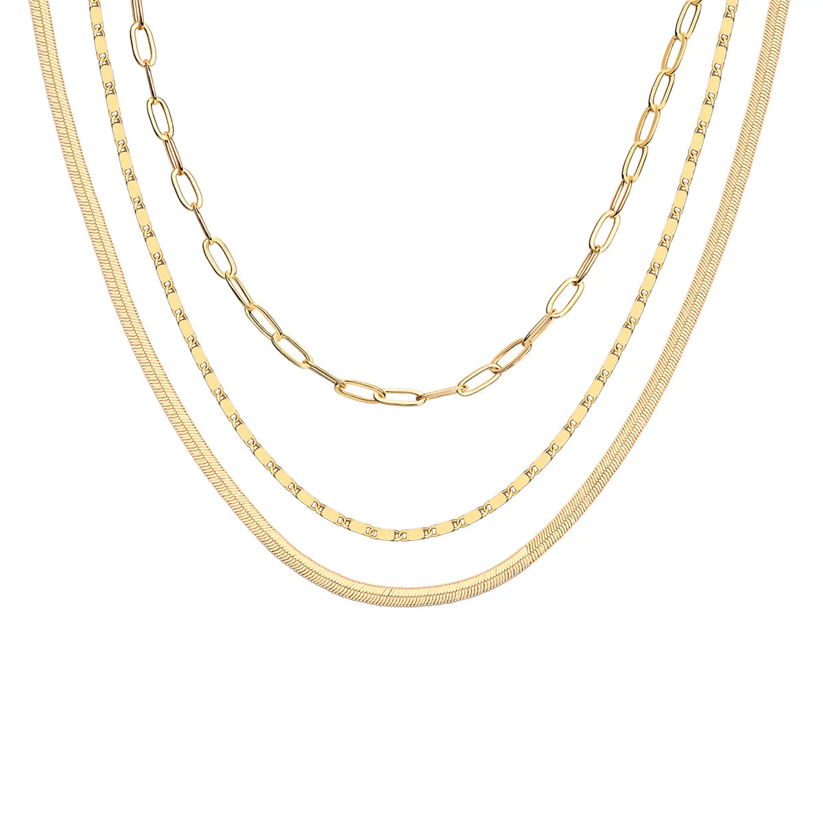 PAVOI 14K Gold Plated Layered Triple Chain Necklaces for Women - Fine Charm Jewelry - 0.55Mm 0.65Mm 0.7Mm Thick Trendy Necklace