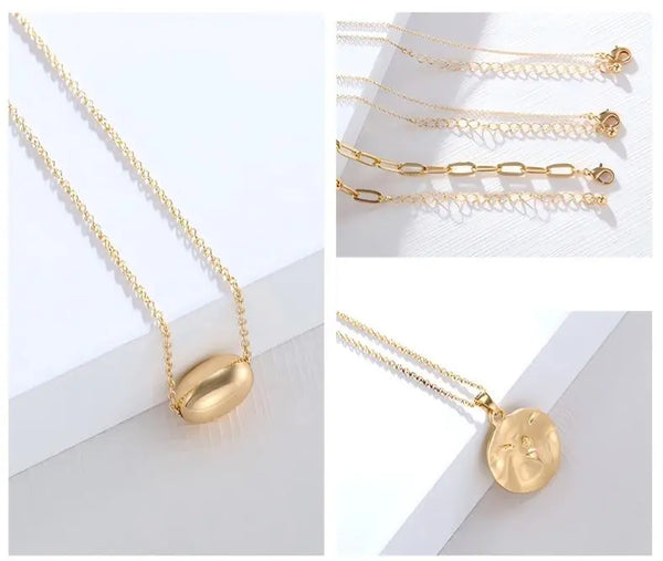 Women'S 3Pcs Gold Minimalist Long Paperclip Link Chain Necklaces with Coin Pendant, Dainty Chain, Minimalist Chic Jewelry, Fashion Chic Accessories, Everyday Wear Jewelry Gift,Sohochic